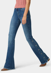 Tall Celina Snap Button Flare Jeans