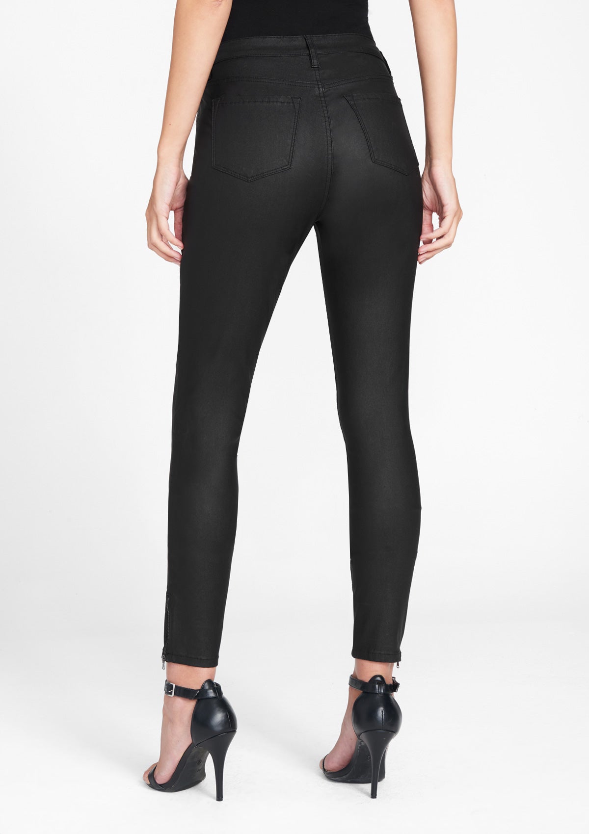 Tall Ciara Coated Moto Jeans