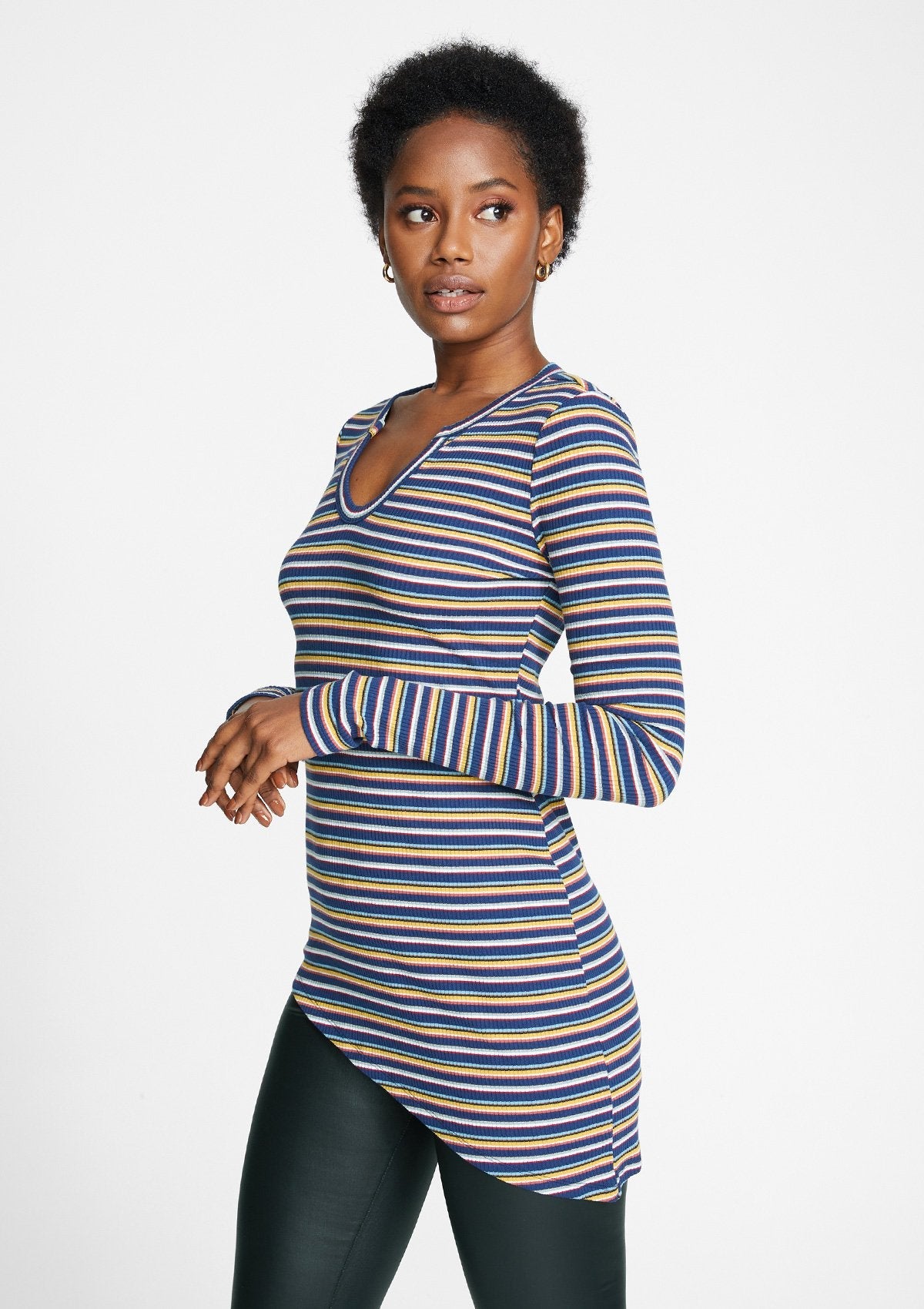 Tall Ariana Asymmetrical Stripe Top